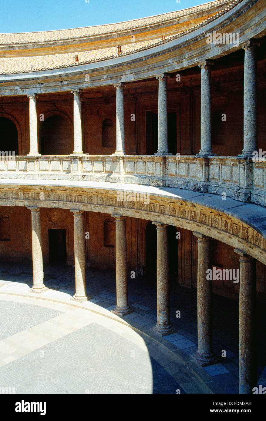 Cortile di Carlos V Palace. La Alhambra di Granada, Spagna. Foto Stock