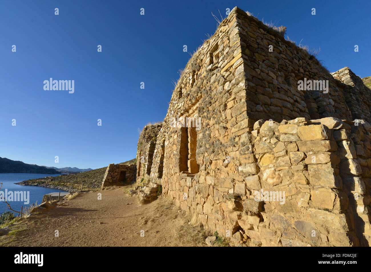 Rovine Inca a Isla del Sol sul lago Titicaca in Bolivia Foto Stock