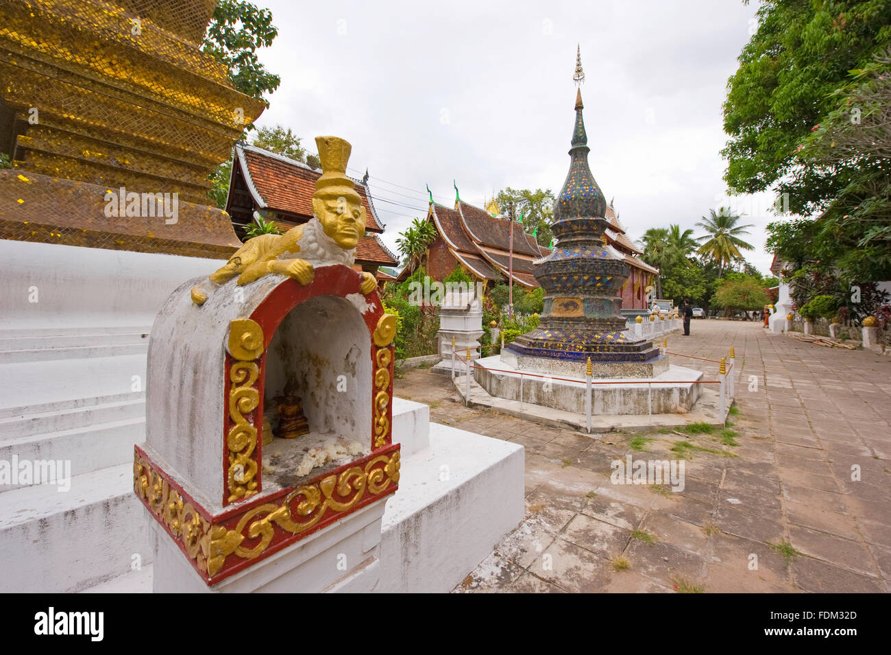 Santuari in Wat Xieng Thong, Luang Prabang, Laos Foto Stock