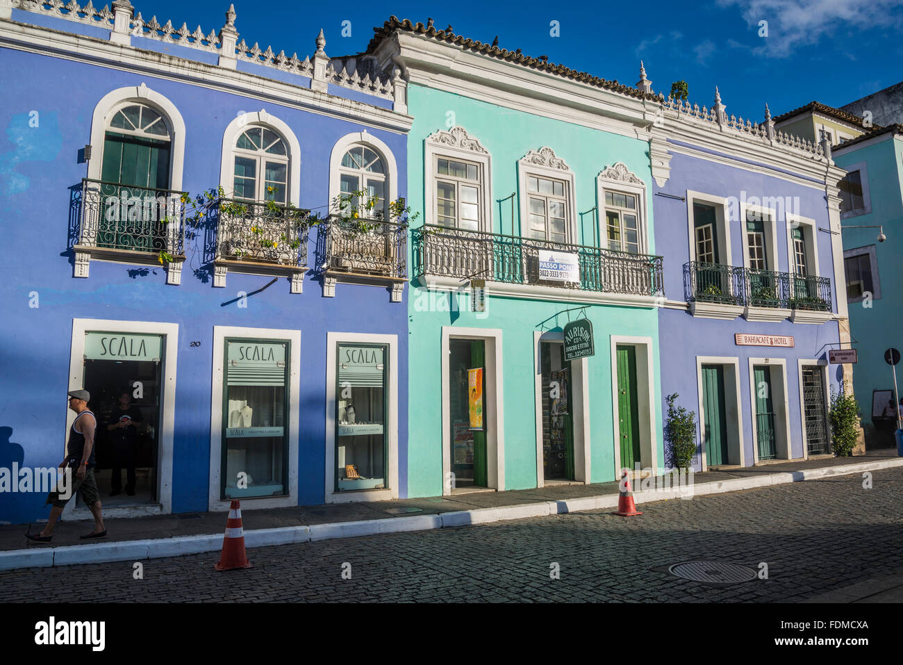Portoghese architettura coloniale, Praca de Se, Bahia, Brasile Foto Stock