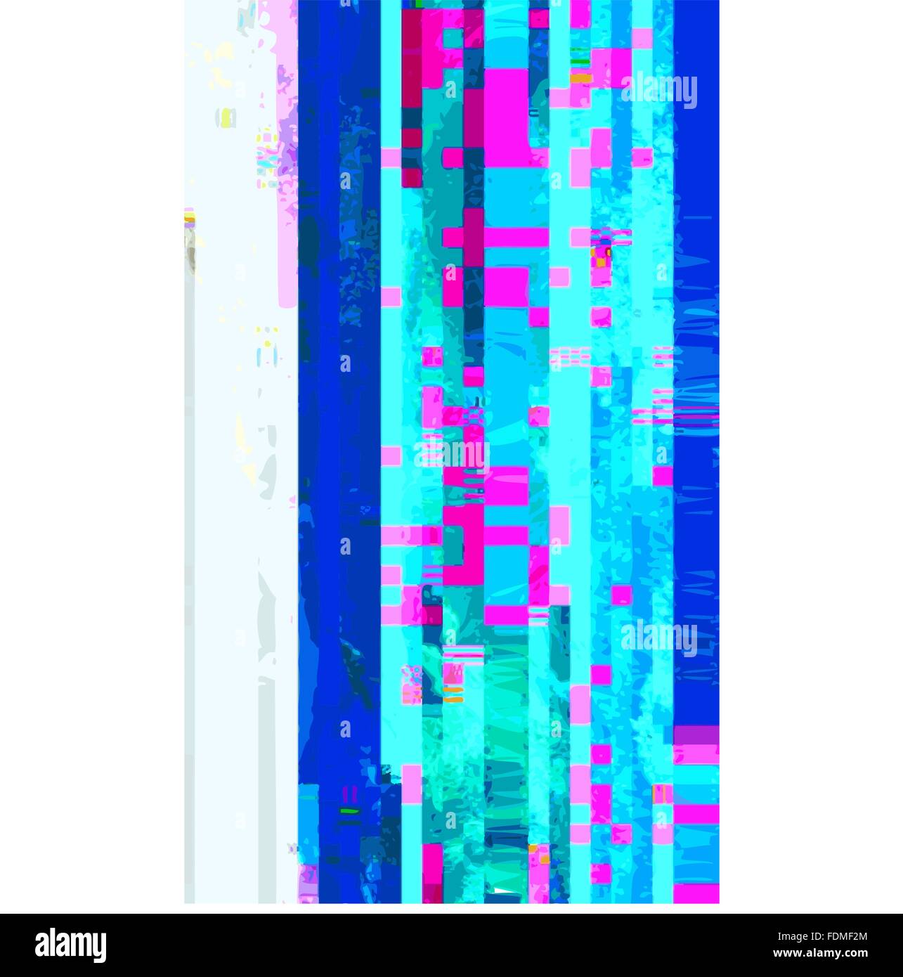 Vettore ciano vibranti colori blu strisce orizzontali rosa pixel astratto moderno digital glitch graphic design danneggiato file di dati b Illustrazione Vettoriale