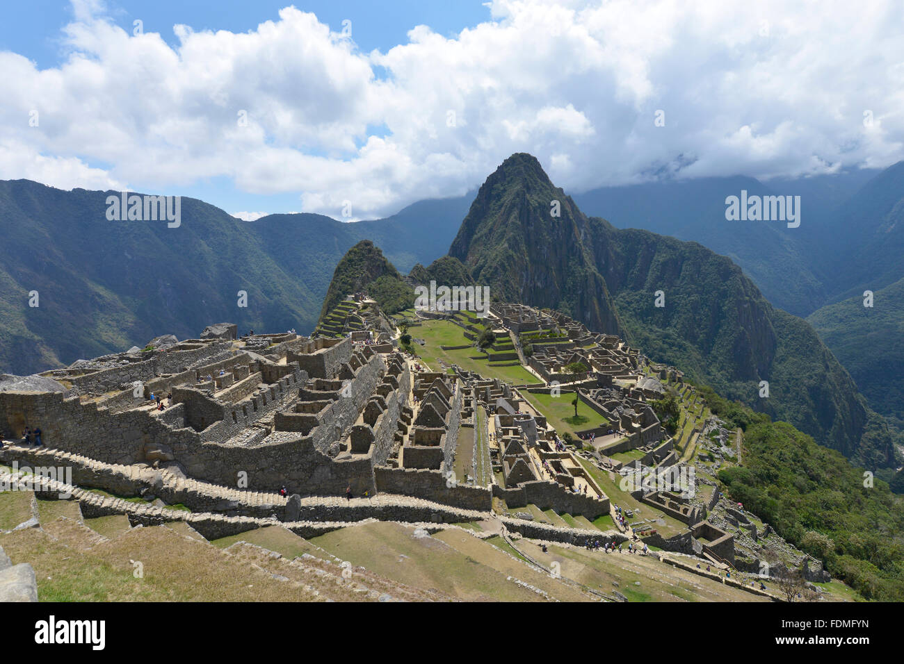 Machu Picchu, Perù, Sito Patrimonio Mondiale dell'UNESCO nel 1983. Una delle nuove sette meraviglie del mondo. Foto Stock