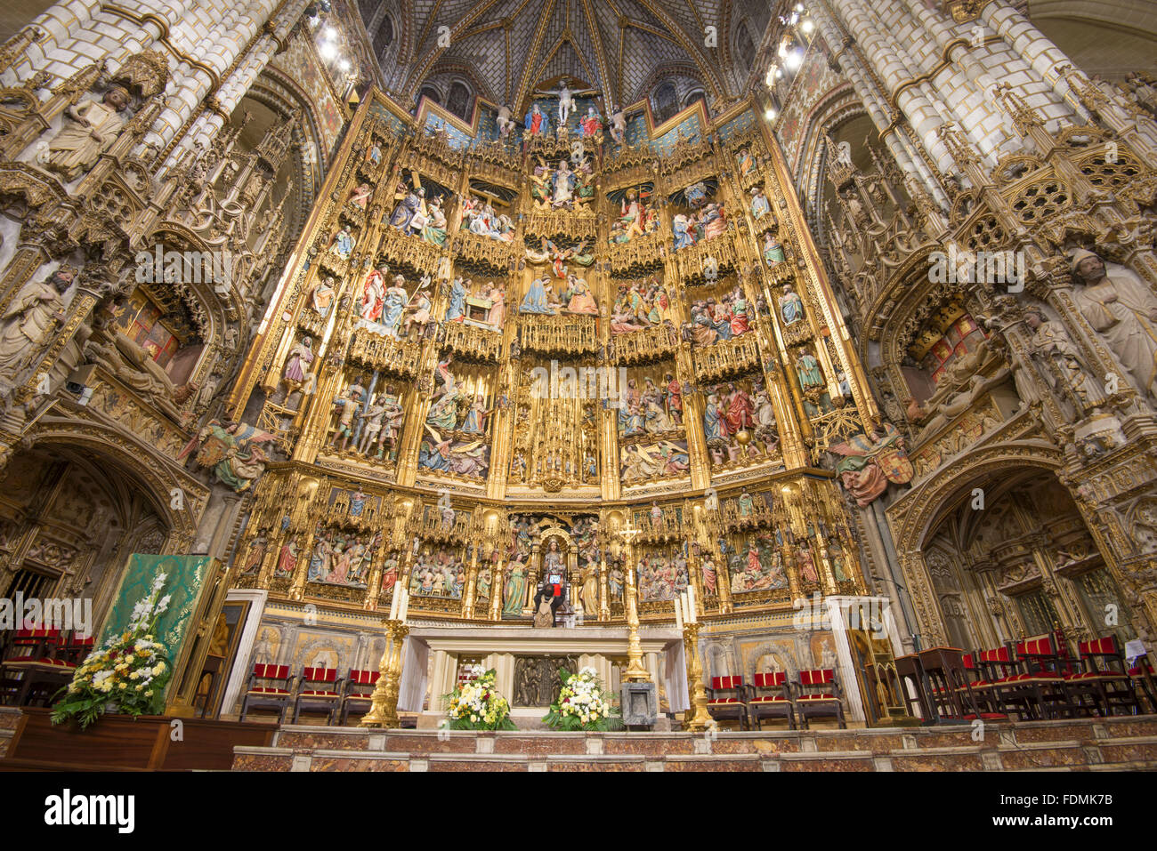 Altare Capilla Mayor della Cattedrale di Santa Maria di Toledo costruzione iniziata nel XIII Foto Stock