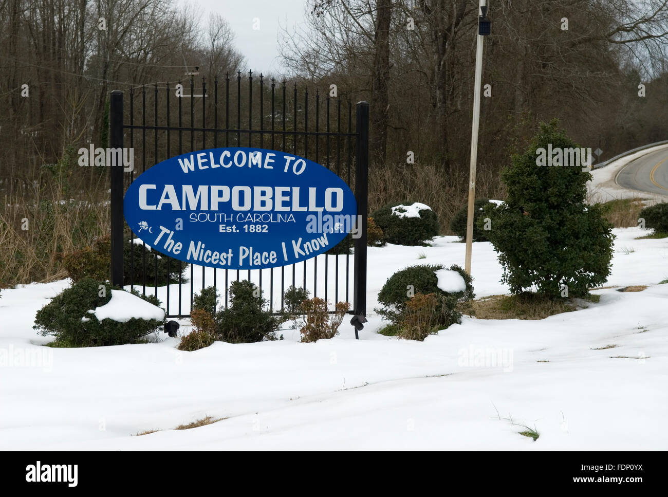 Benvenuto a Campobello segno della Carolina del Sud e Stati Uniti d'America Foto Stock