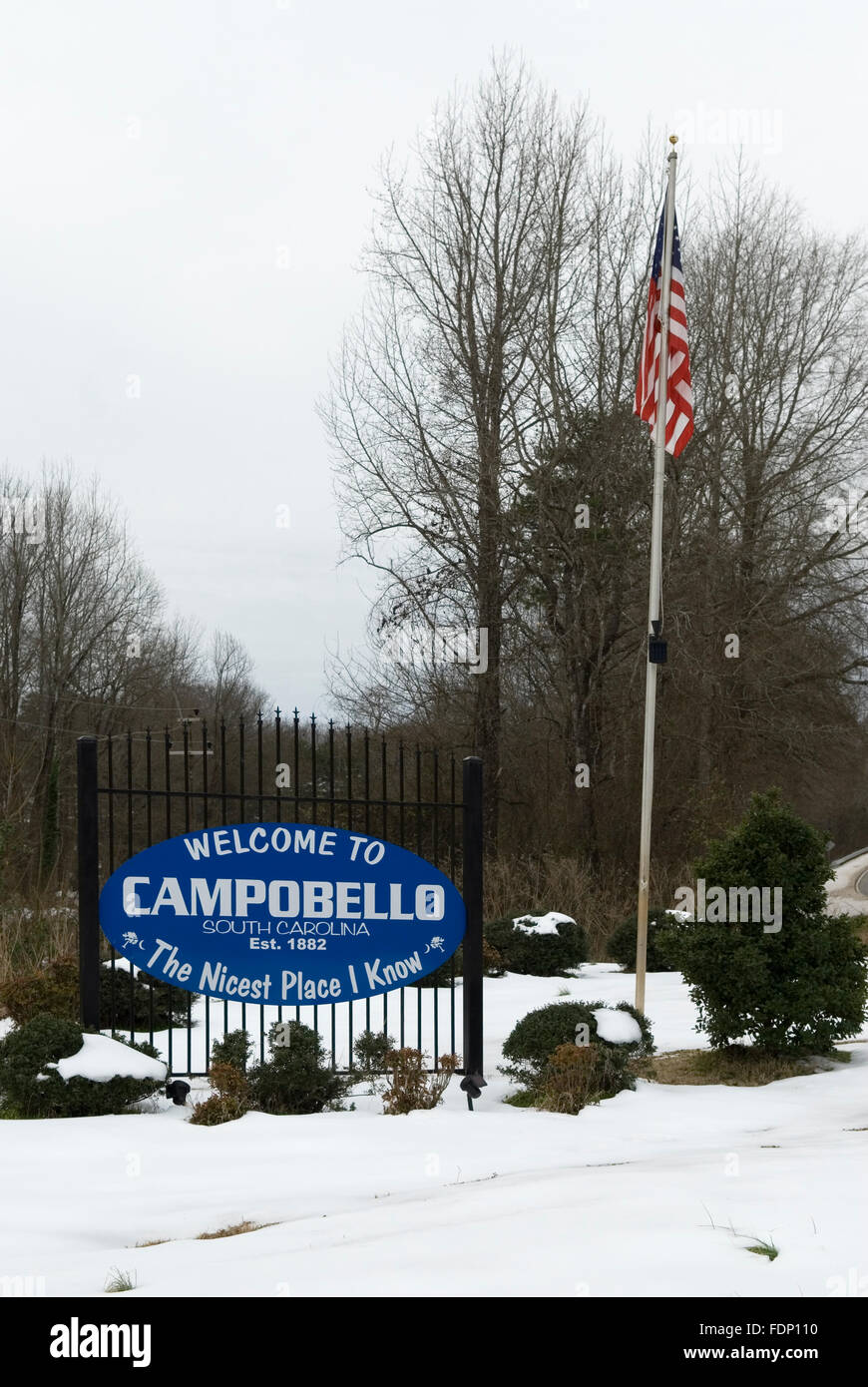 Benvenuto a Campobello segno della Carolina del Sud e Stati Uniti d'America Foto Stock