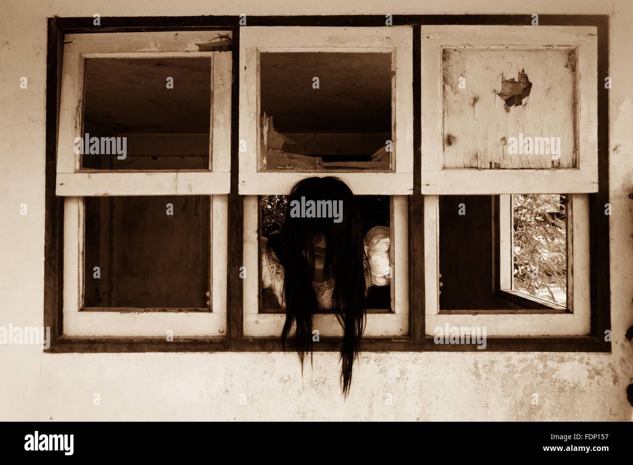 Ghost in Haunted House Foto Stock