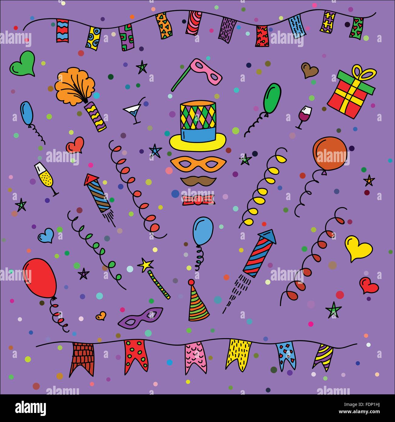 Carnevale raccolta di simboli Illustrazione Vettoriale