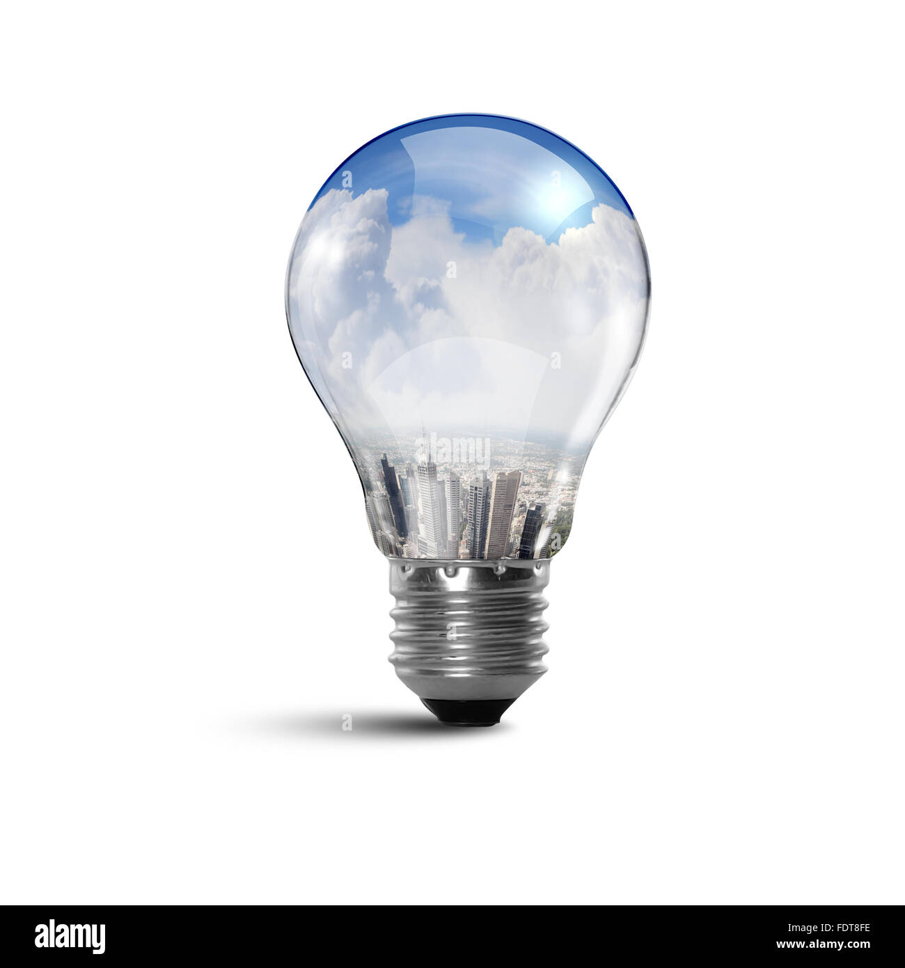 Illustrazione di una lampada elettrica con pulito e sicuro di natura al suo interno illustrazione concettuale Foto Stock