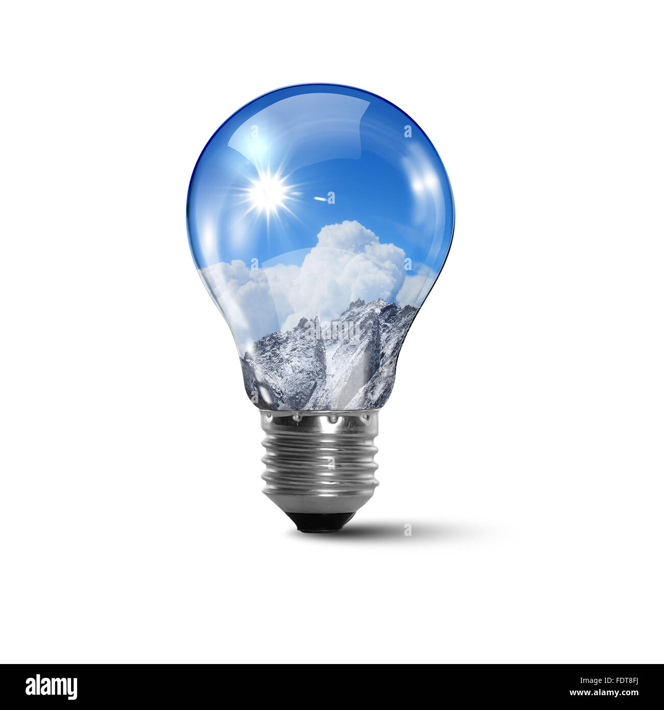 Illustrazione di una lampada elettrica con pulito e sicuro di natura al suo interno illustrazione concettuale Foto Stock