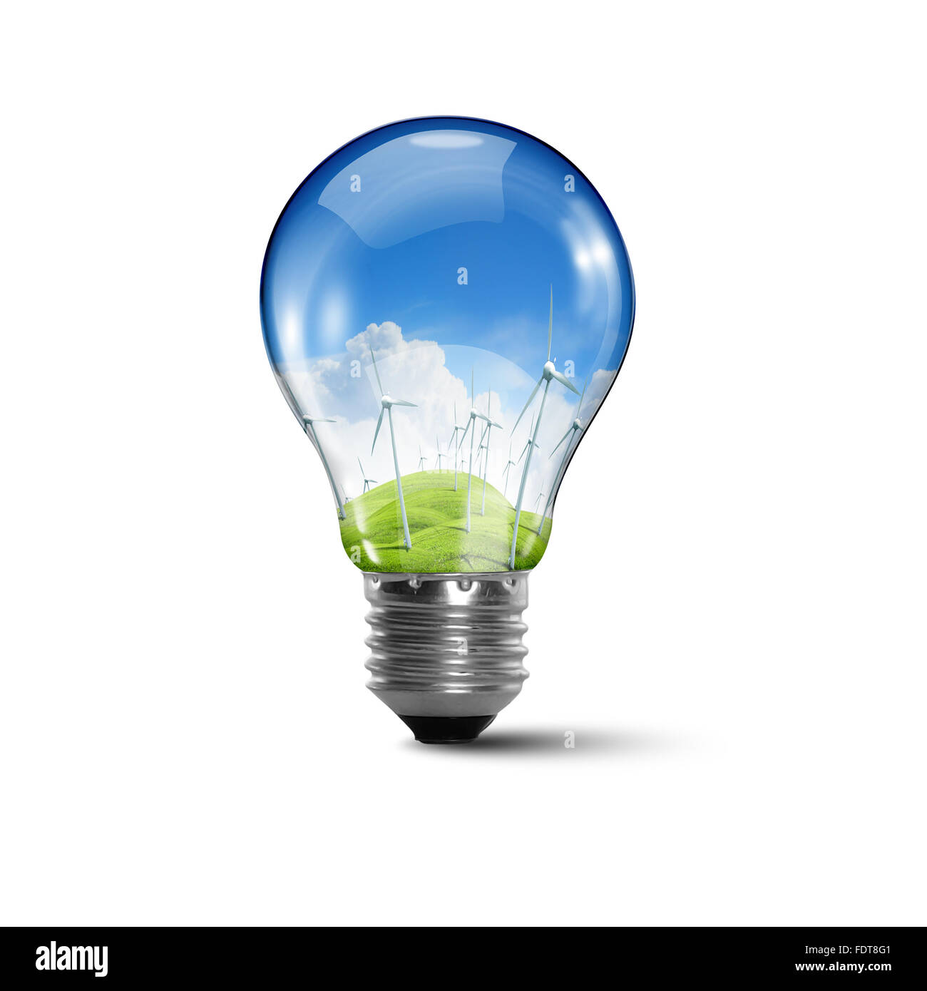 Illustrazione di una lampada elettrica con pulito e sicuro di natura al suo interno illustrazione concettuale Foto Stock