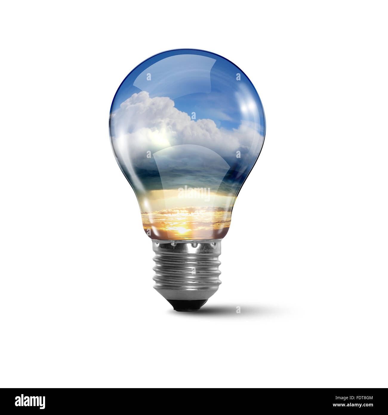 Illustrazione di una lampada elettrica con pulito e sicuro di natura al suo interno illustrazione concettuale Foto Stock