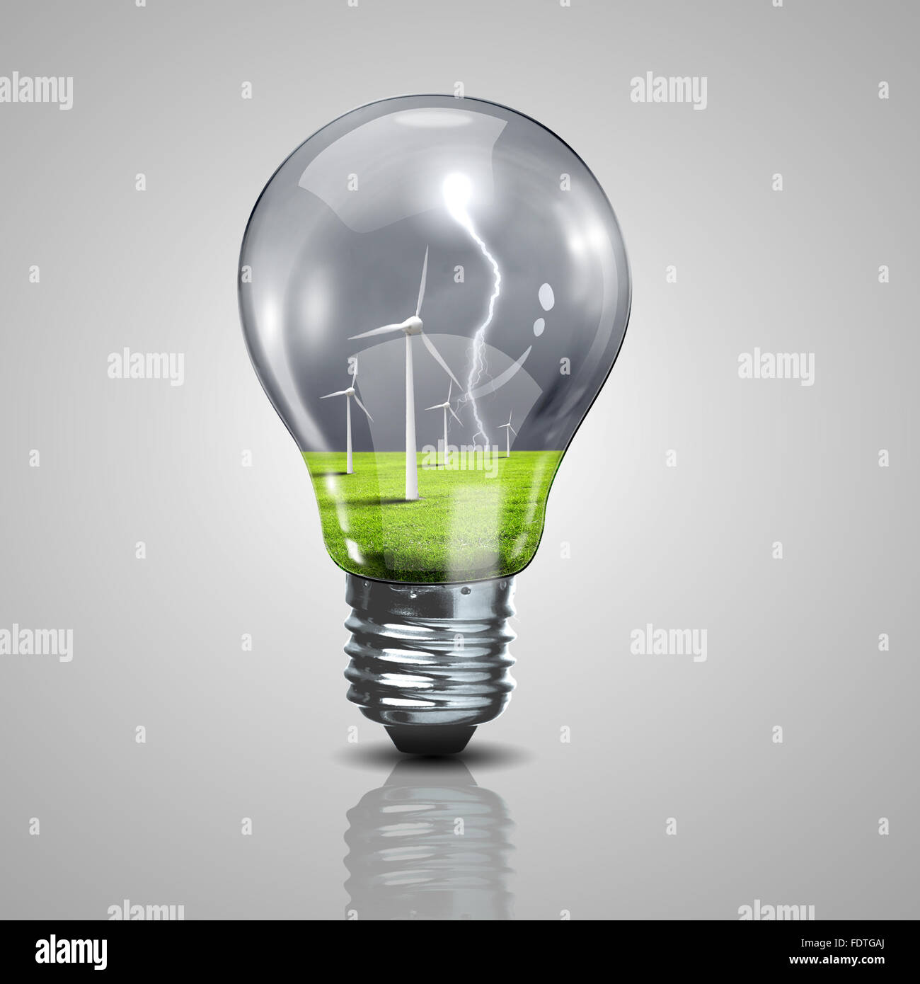 Energia verde simboli, concetto di ecologia, lampadina Foto Stock