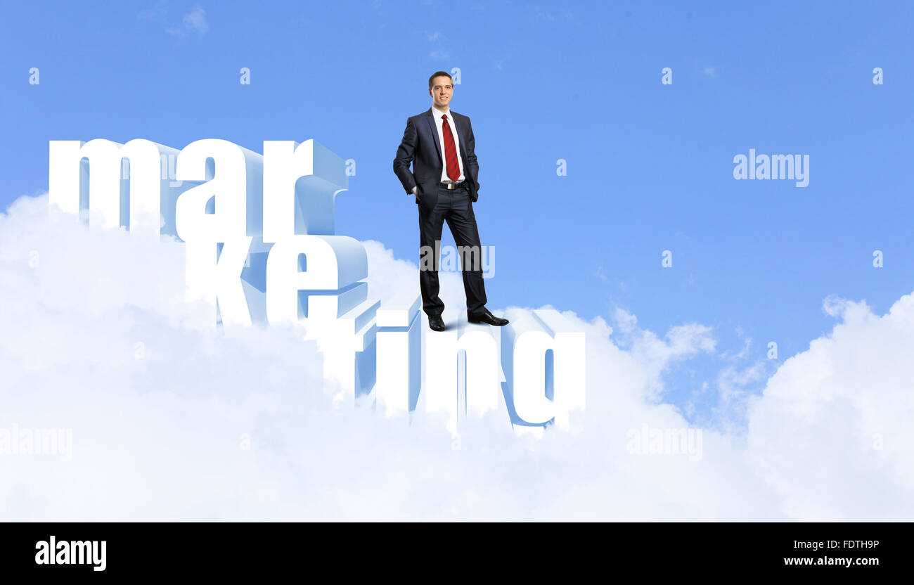 La protezione di un buon investimento e di rendere il concetto di denaro - imprenditore con parola Marketing Foto Stock