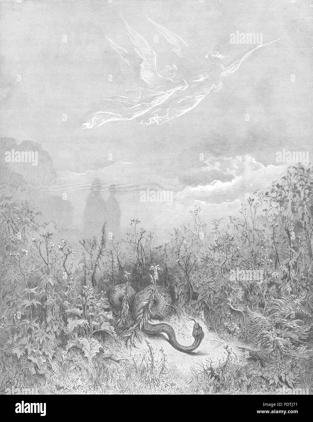 DANTE: Audizione taglio aria pennacchi verdeggiante, serpent fuggiti: stazioni, Angeli, 1893 Foto Stock