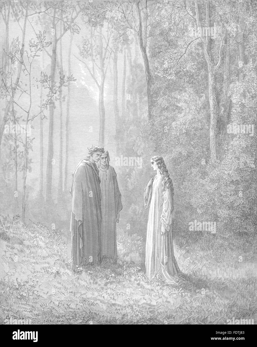 DANTE: Quindi ricordati di me una volta ero Pia, antica stampa 1893 Foto Stock