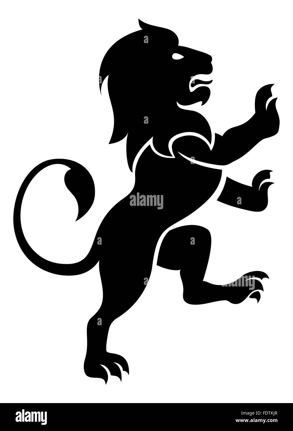 Stilizzata di un leone rampante, come il simbolo del leone Foto Stock