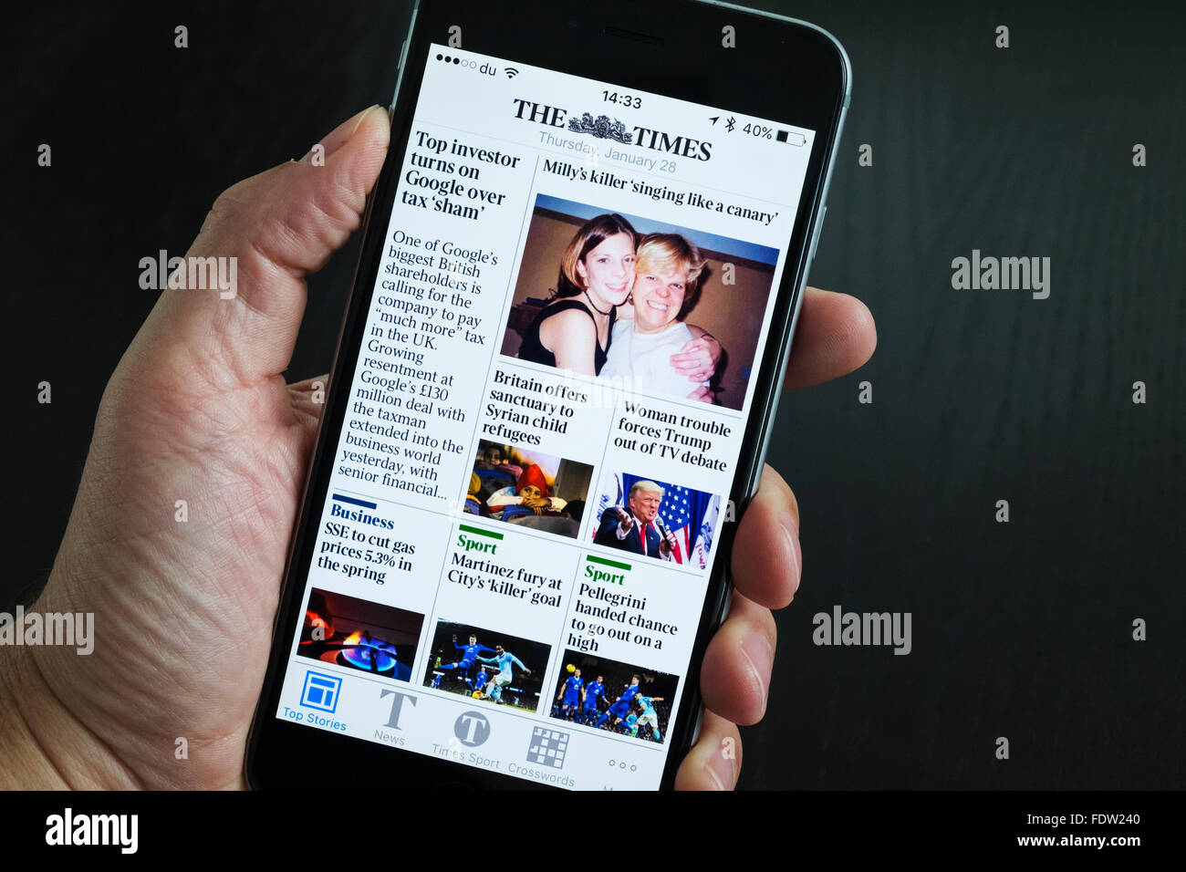 L'app Times online per i quotidiani digitali sullo smartphone Foto Stock