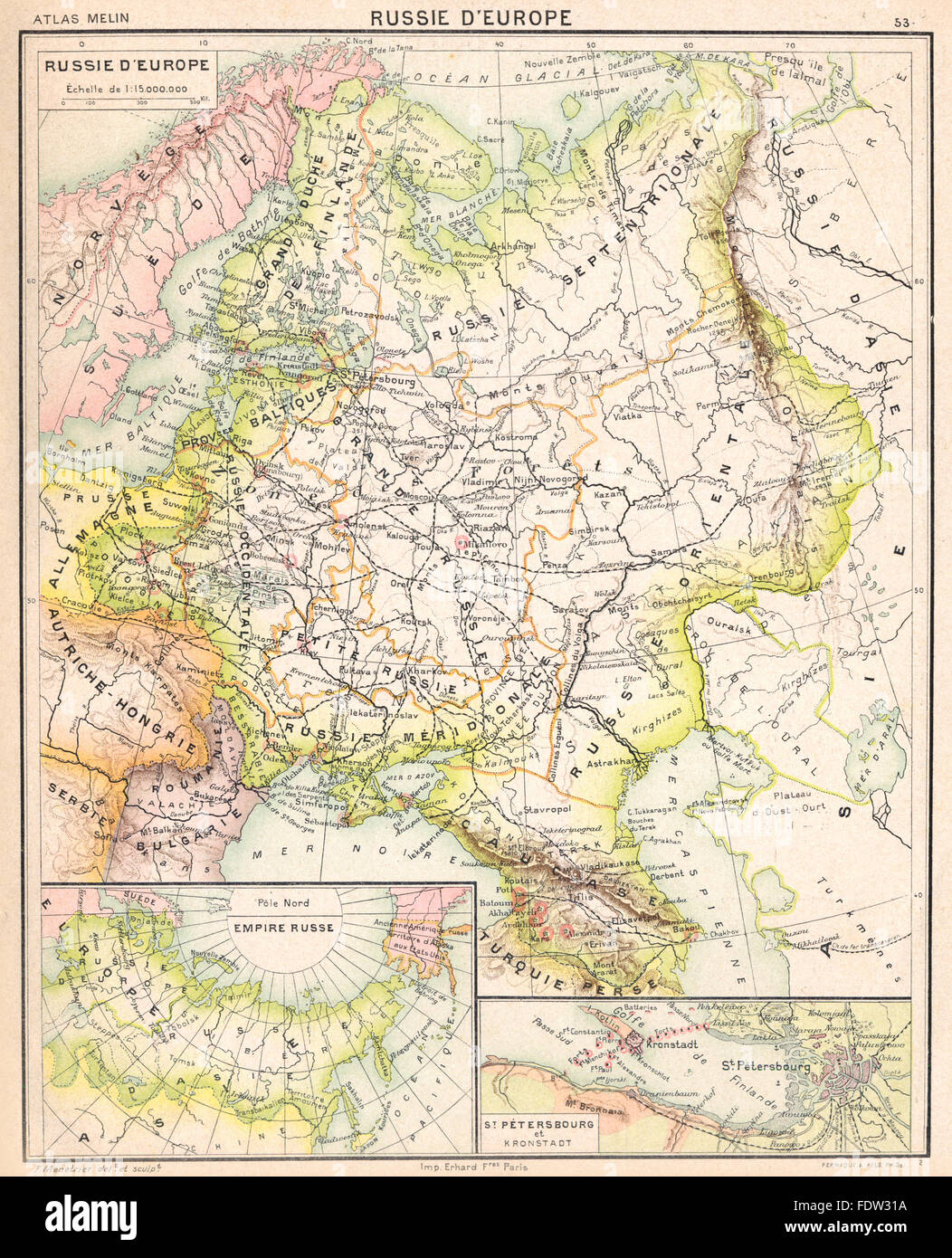 RUSSIA: Russie d'Europa; mappe Empire Russe; St Pétersbourg Brasov, 1900 Foto Stock