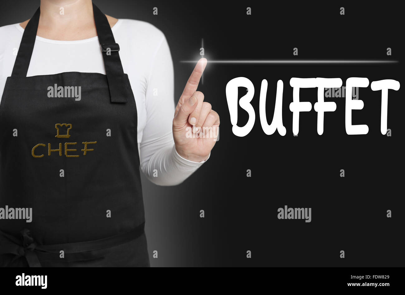 Touchscreen a buffet è gestito dallo chef concetto. Foto Stock