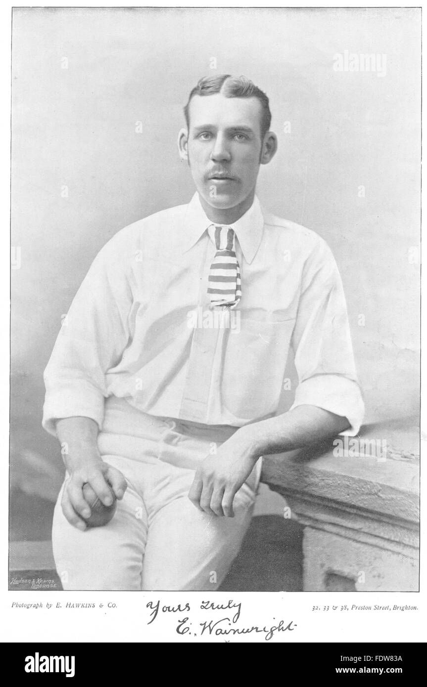 YORKS CRICKET:EDWARD WAINWRIGHT-Slow bowler;England v Australia signori 1893, 1896 Foto Stock