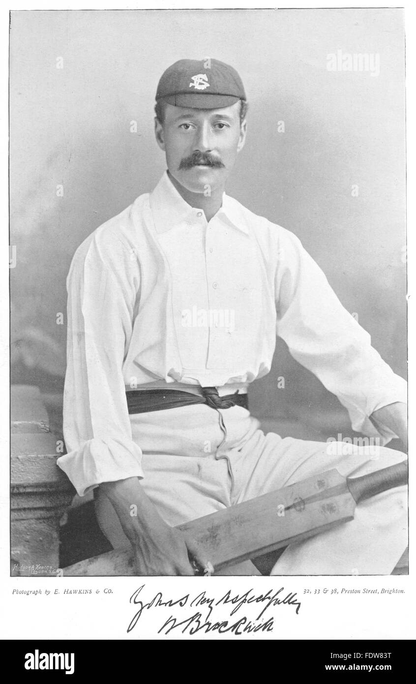 SURREY CRICKET: WILLIAM BROCKWELL battitore cambiare bowler, antica stampa 1896 Foto Stock