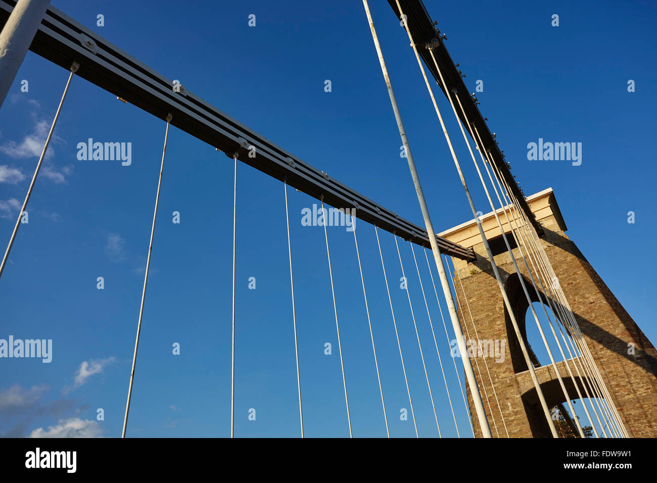 Il ponte sospeso di Clifton in inizio di mattina di sole, Clifton, Bristol, Gran Bretagna. Foto Stock