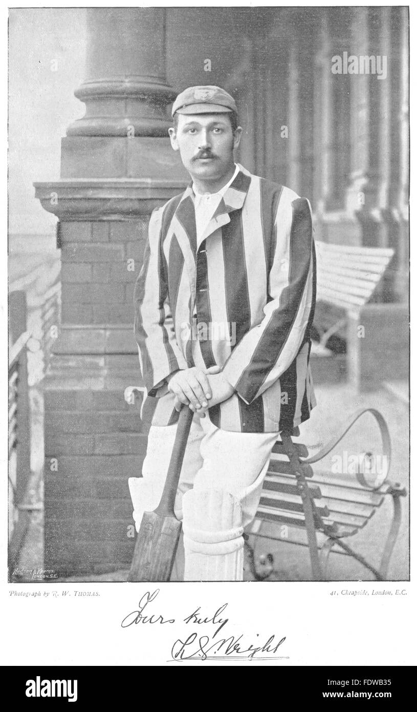 DERBYS CRICKET: LG Wright campi battitore Pt colleghi giocatori di calcio, 1896 Foto Stock