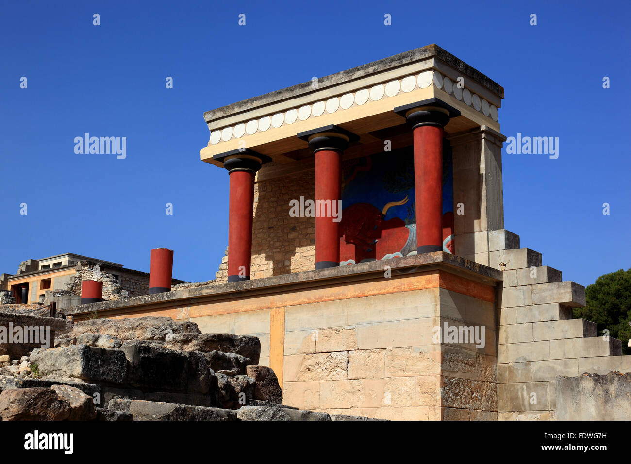 Creta, Cnosso, complesso palazzo dell'minoer, il bastion Foto Stock