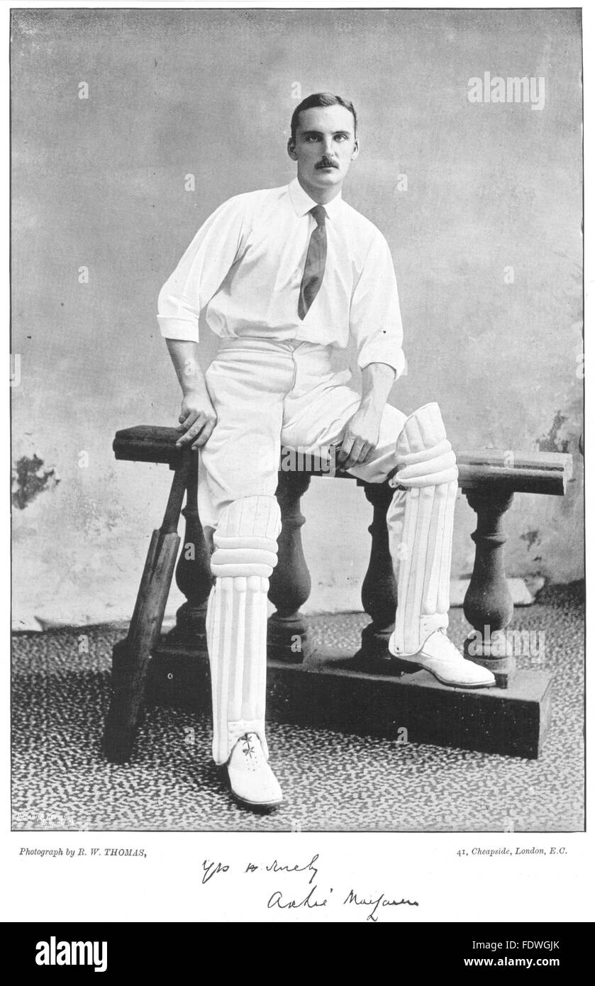 LANCASHIRE CRICKET: Archie MACLAREN- battitore- Harrow; punteggio alto 424, 1896 Foto Stock