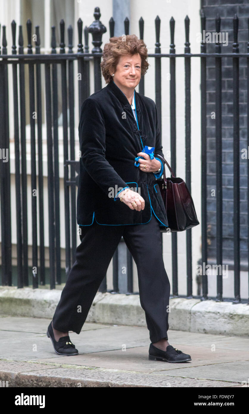 L'Rt on. La Baronessa Anelay di St Johns DBE arriva al 10 di Downing Street per una riunione del gabinetto Foto Stock