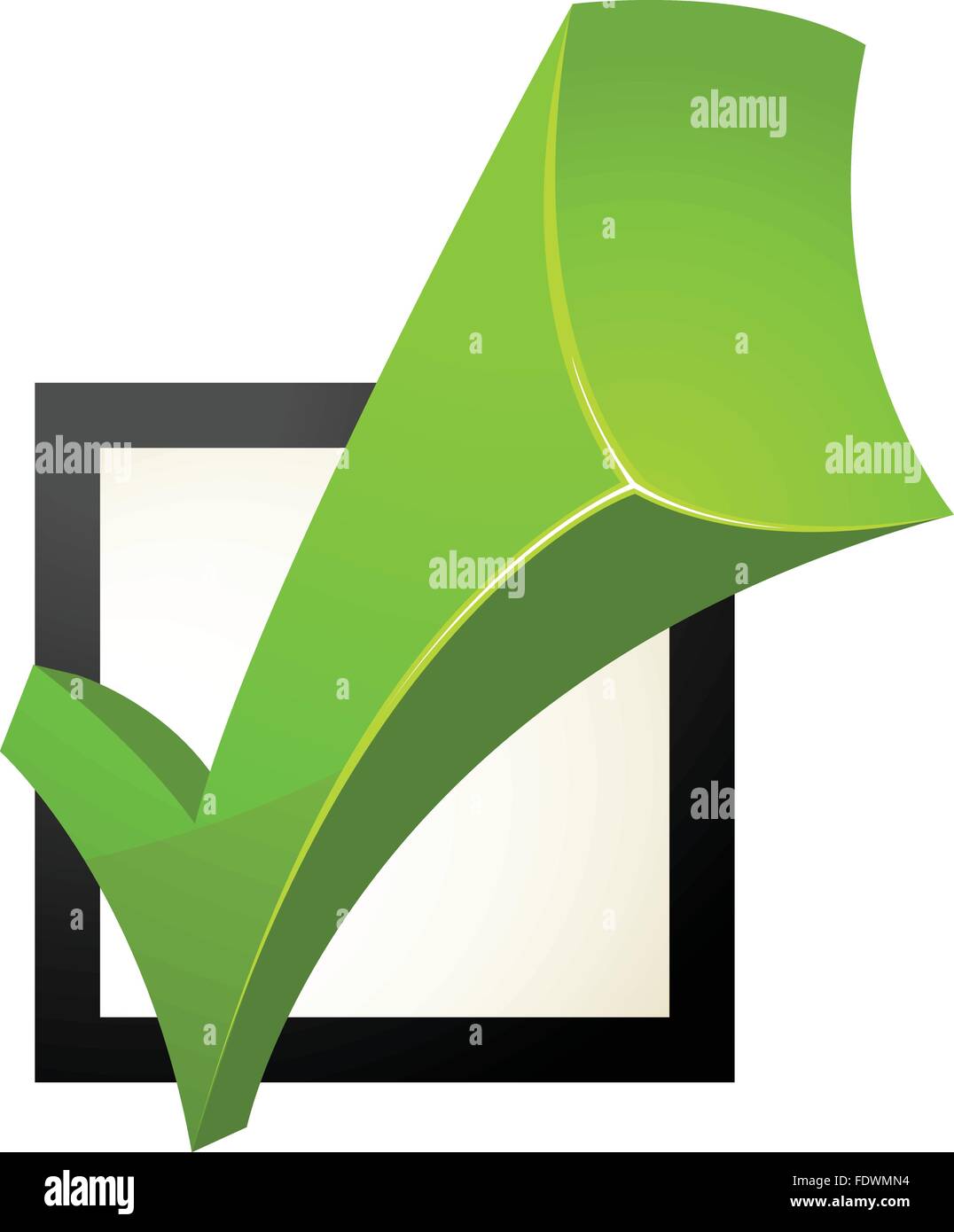 Casella di controllo verde con il segno di spunta Illustrazione Vettoriale