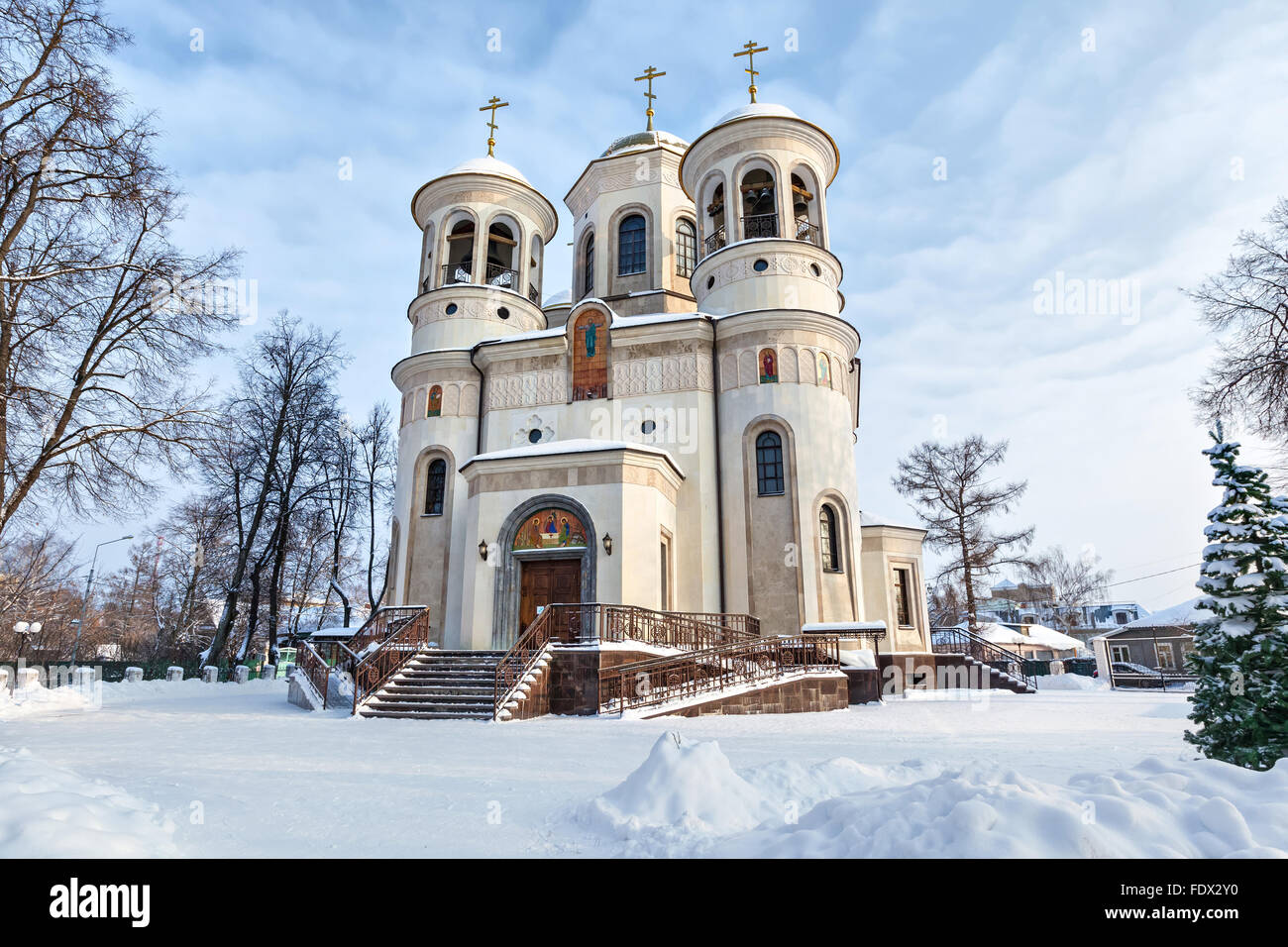 Cattedrale di ascensione in inverno, Zvenigorod, Oblast di Mosca, Russia Foto Stock