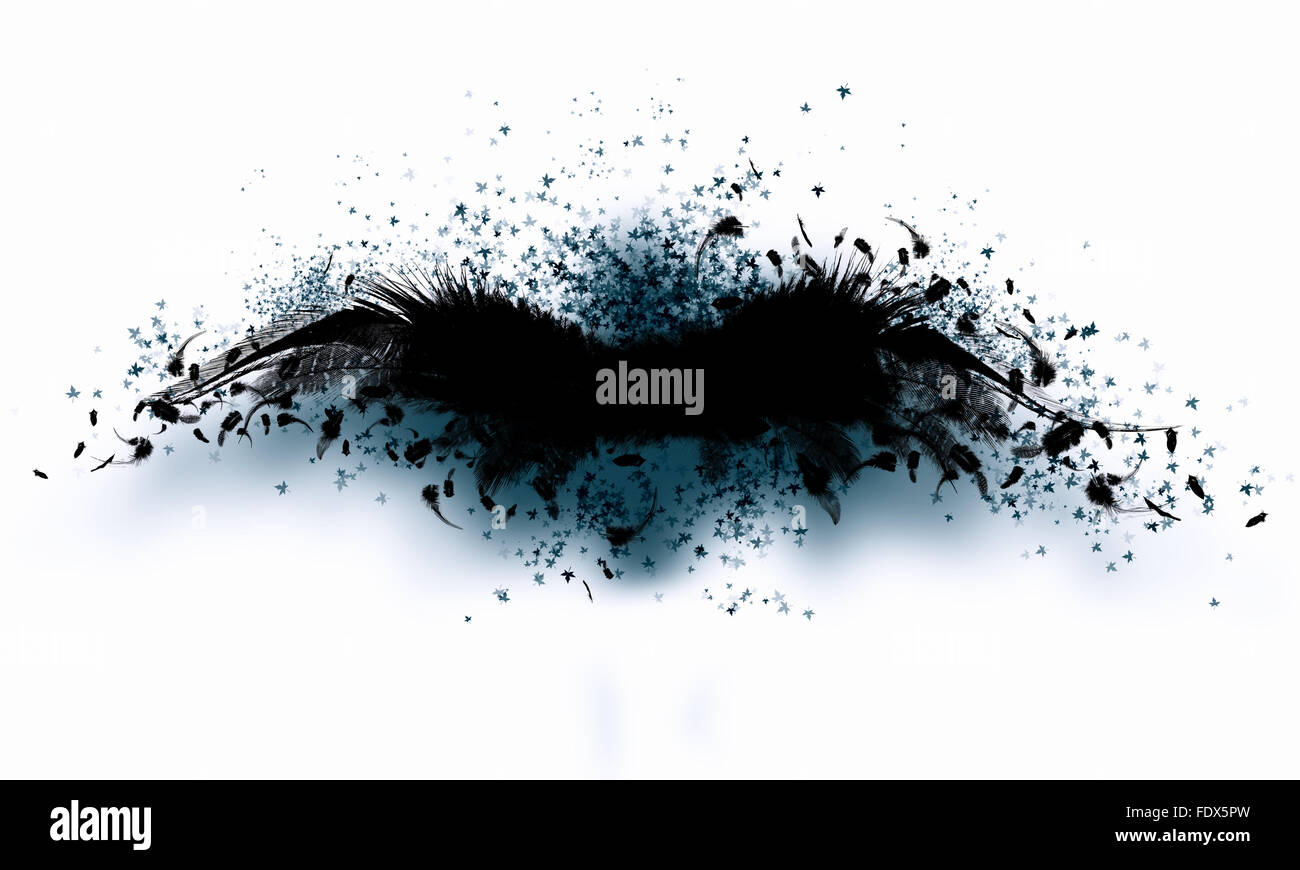 Immagine astratta di ali nere contro uno sfondo chiaro Foto Stock
