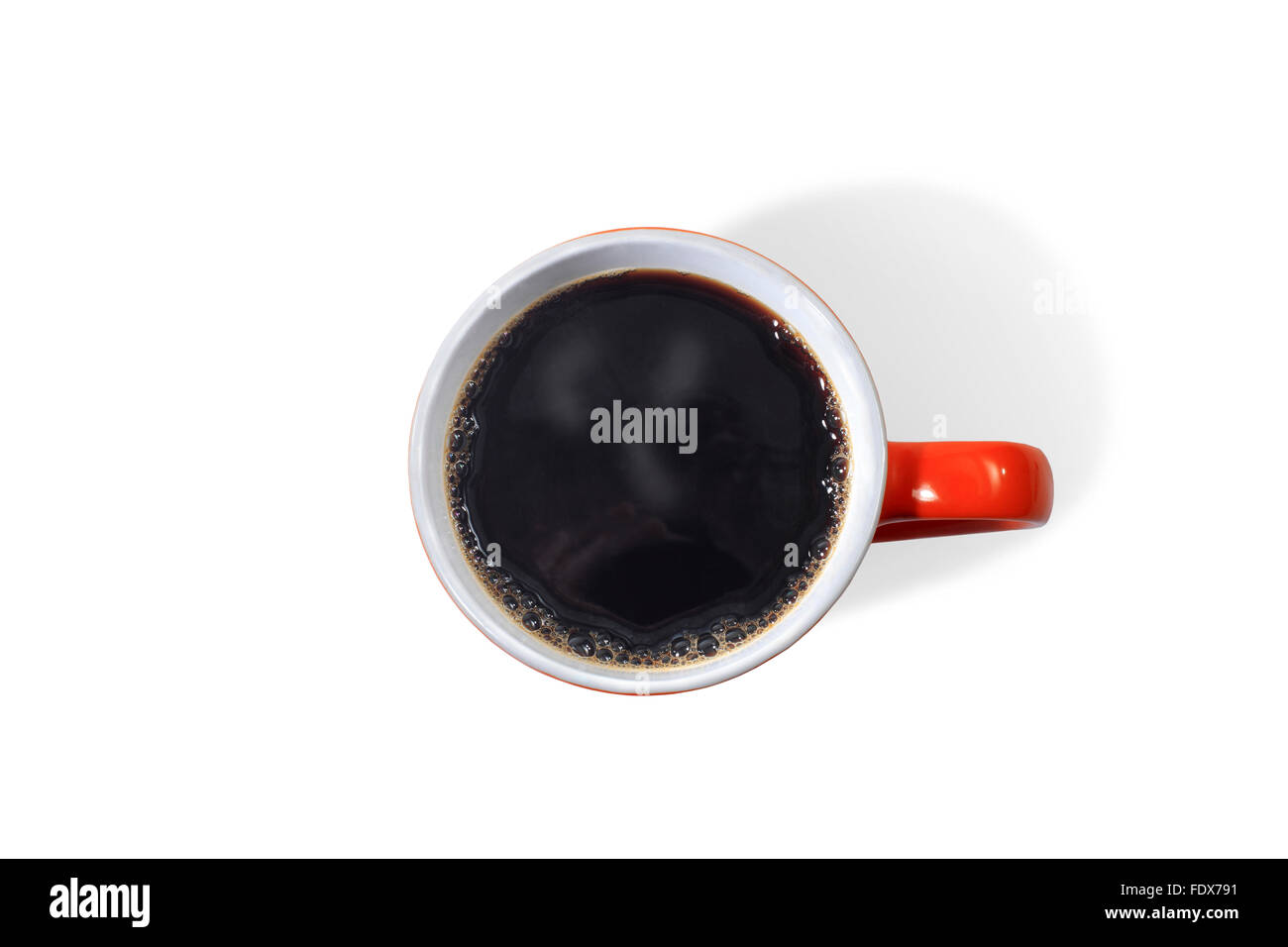 Studio shot di un arancione la tazza di caffè caldo Foto Stock