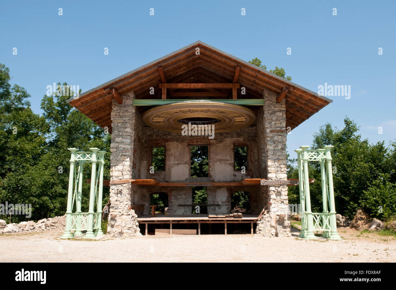 Il teatro all'aperto stadio a Burg Plankenstein, un castello (XII secolo) in Austria, ora un hotel privato Foto Stock