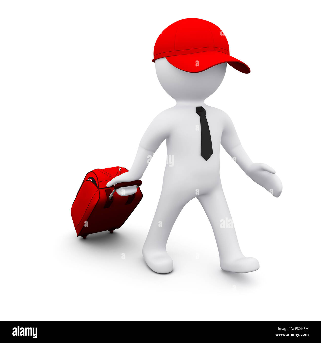 3D uomo con una valigia di andare in viaggio Foto Stock