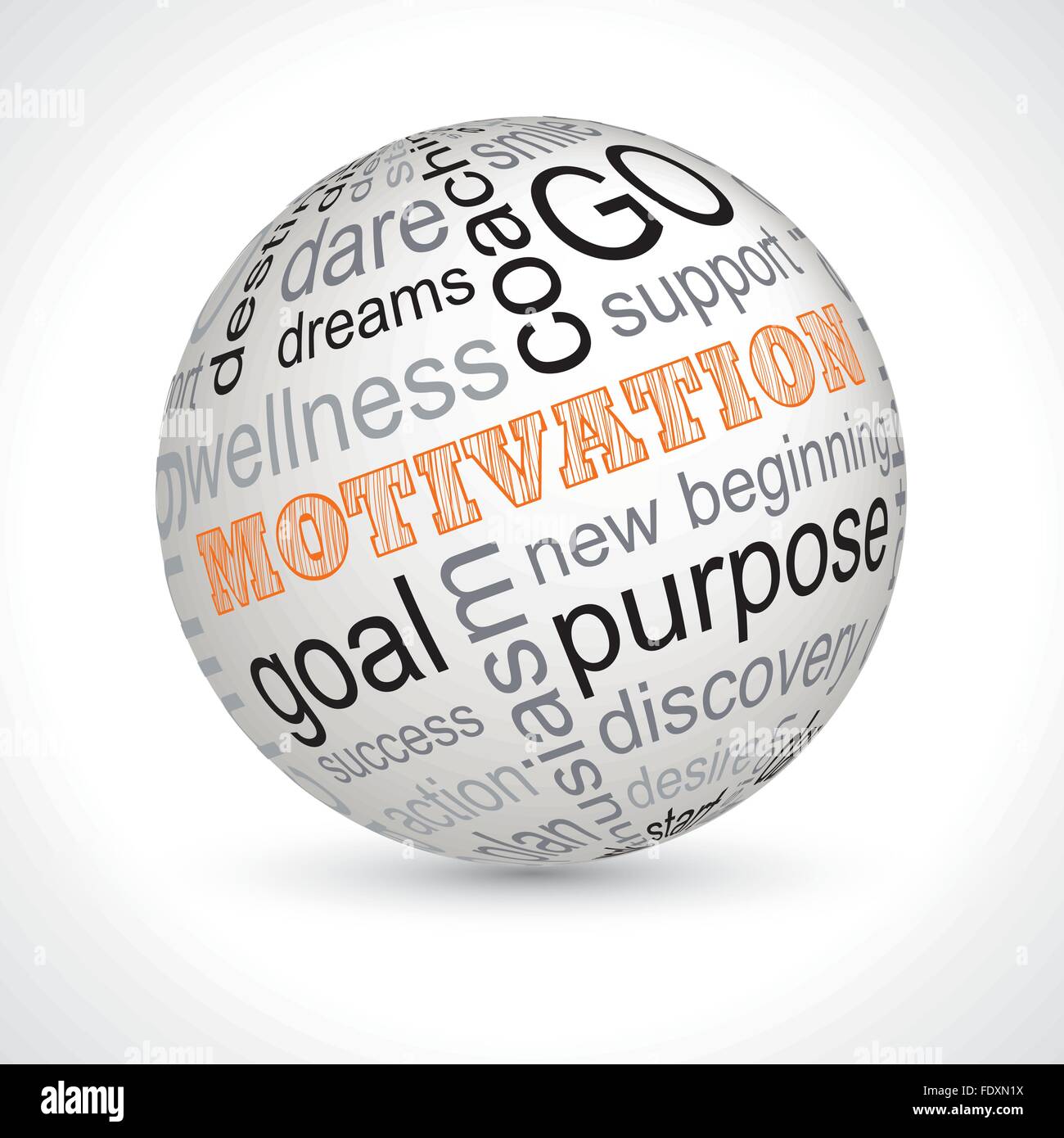 Motivazione tema sfera con parole chiave vettore completo Illustrazione Vettoriale