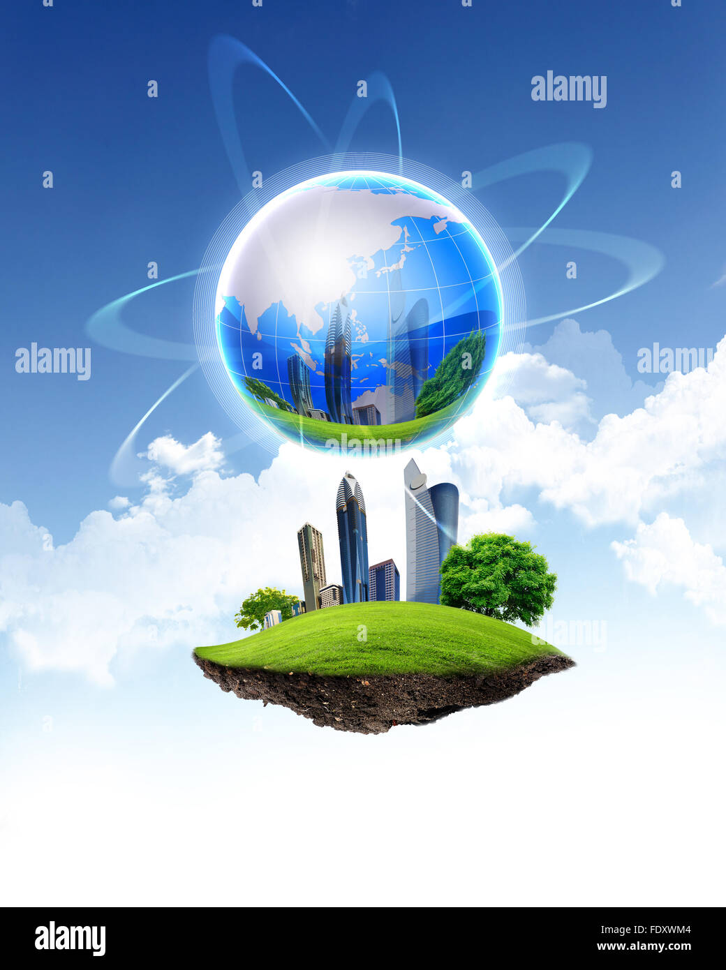 Immagine del pianeta verde come simbolo del concetto ambientale Foto Stock