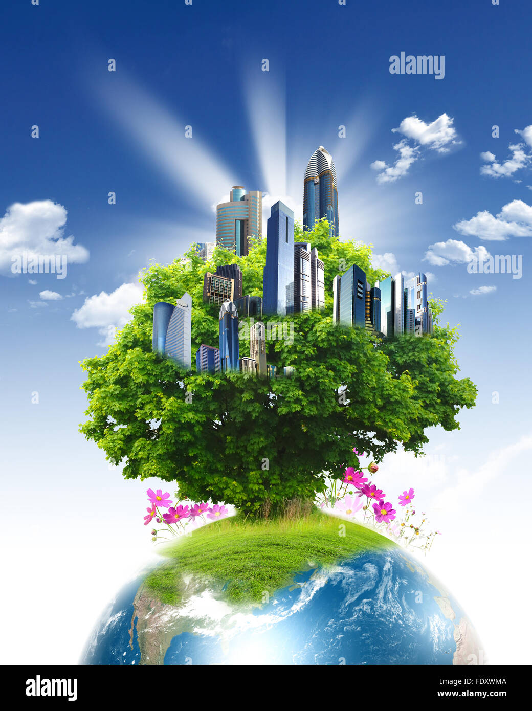 Immagine del pianeta verde come simbolo del concetto ambientale Foto Stock