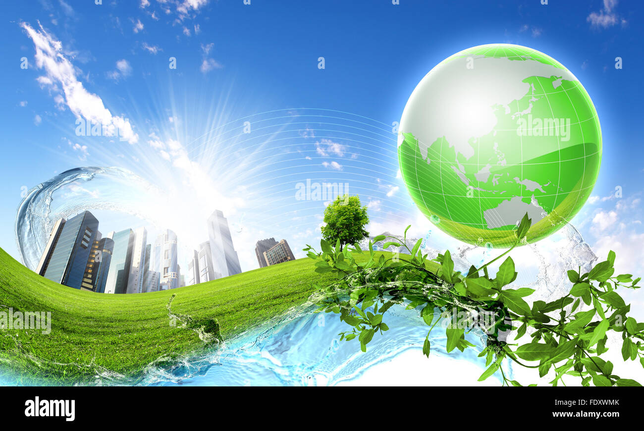 Immagine del pianeta verde come simbolo del concetto ambientale Foto Stock