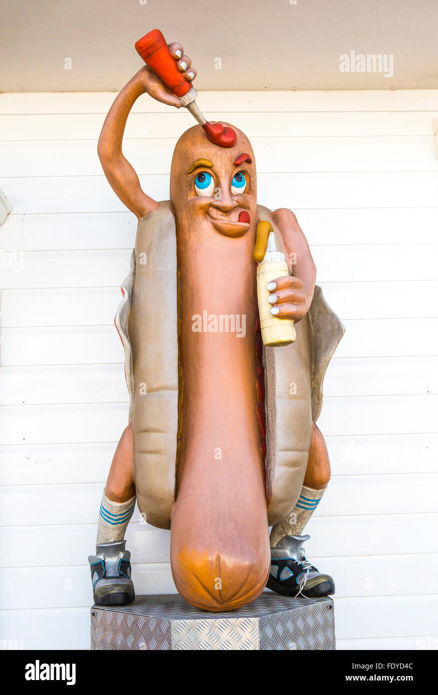 Hot Dog segno sul molo a Weston Super Mare Foto Stock