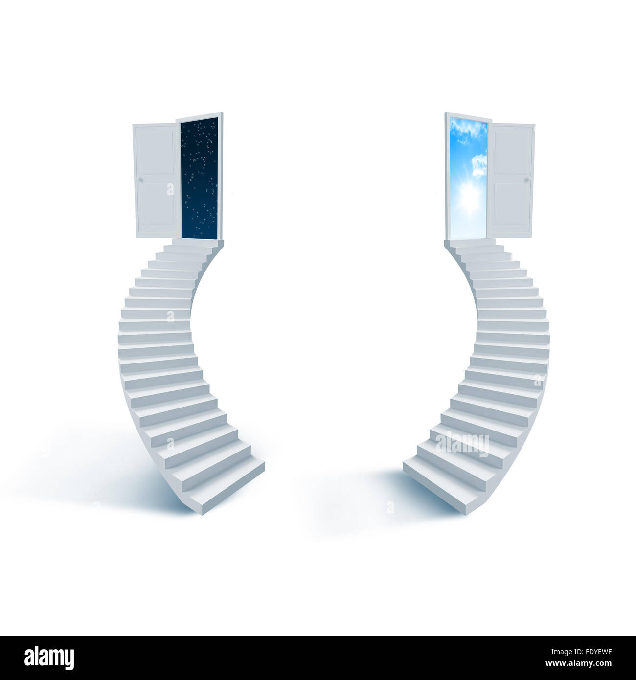 Virtuale tridimensionale in scala il cielo. Collage. Foto Stock