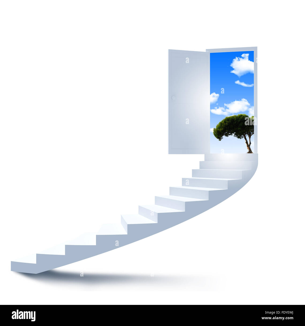 Virtuale tridimensionale in scala il cielo. Collage. Foto Stock