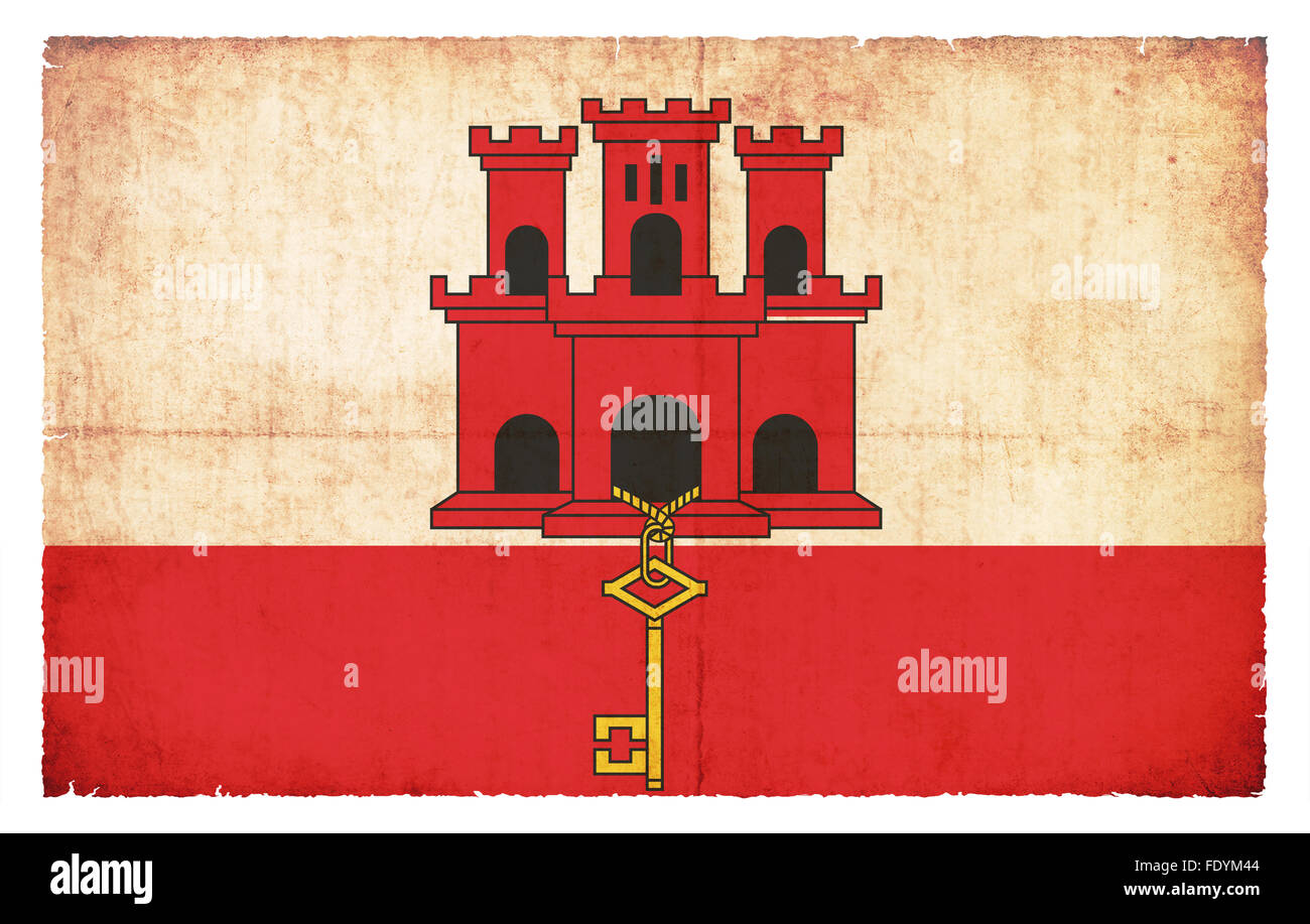 Bandiera nazionale di Gibilterra creato in stile grunge Foto Stock