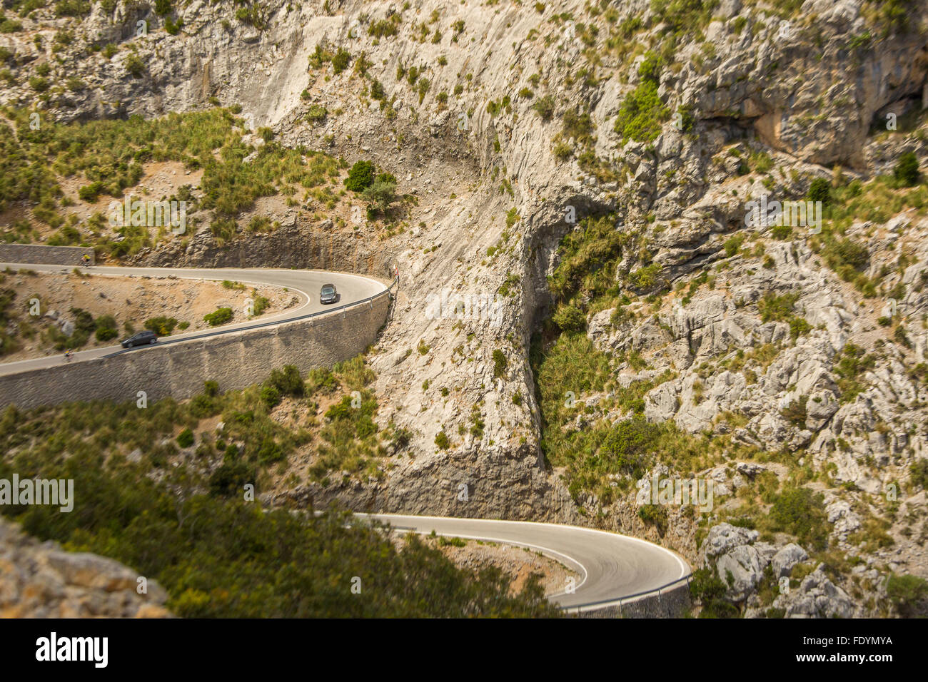 Strada per Sa Calobra nella Serra de Tramuntana - Montagne in Mallorca, Spagna Foto Stock