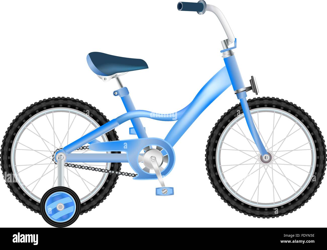 Realistico bicicletta bambini su bianco Illustrazione Vettoriale