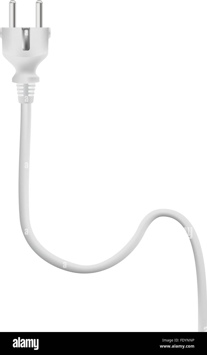 Bianco elettrico connettore maschio per cavo a vettore. Illustrazione Vettoriale