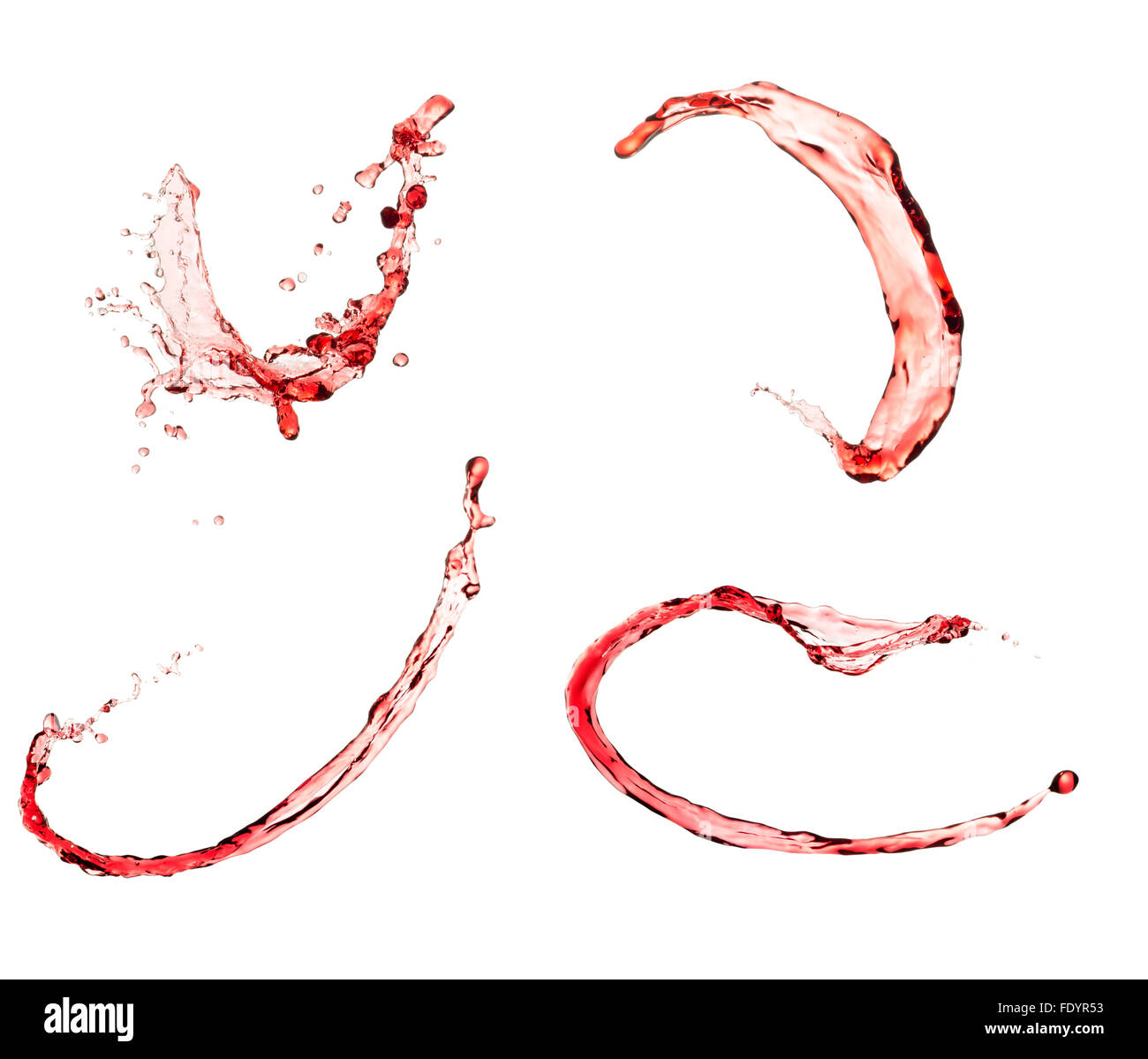 Vino rosso splash set , isolato su sfondo bianco Foto Stock