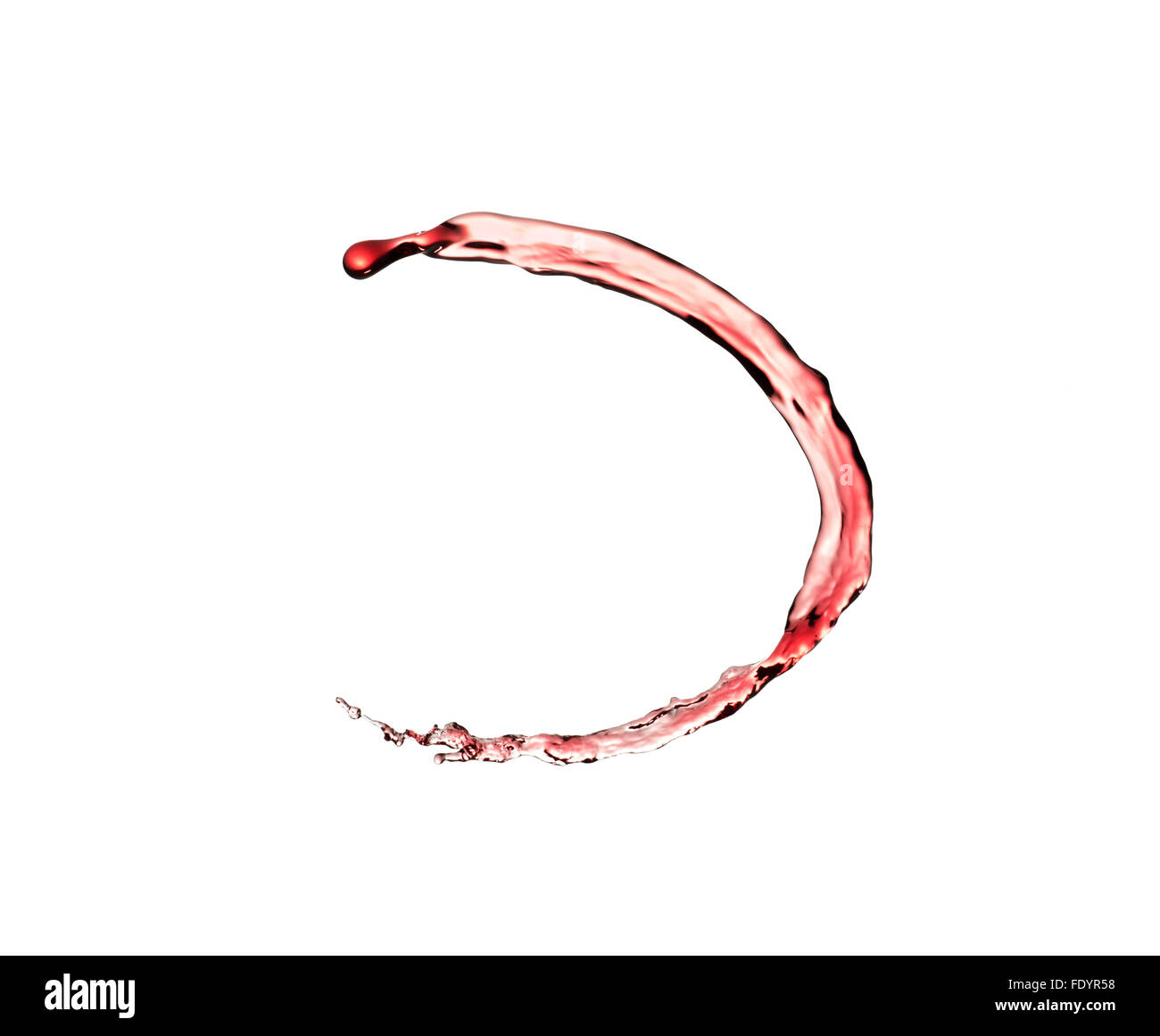 Vino rosso splash, isolati su sfondo bianco Foto Stock