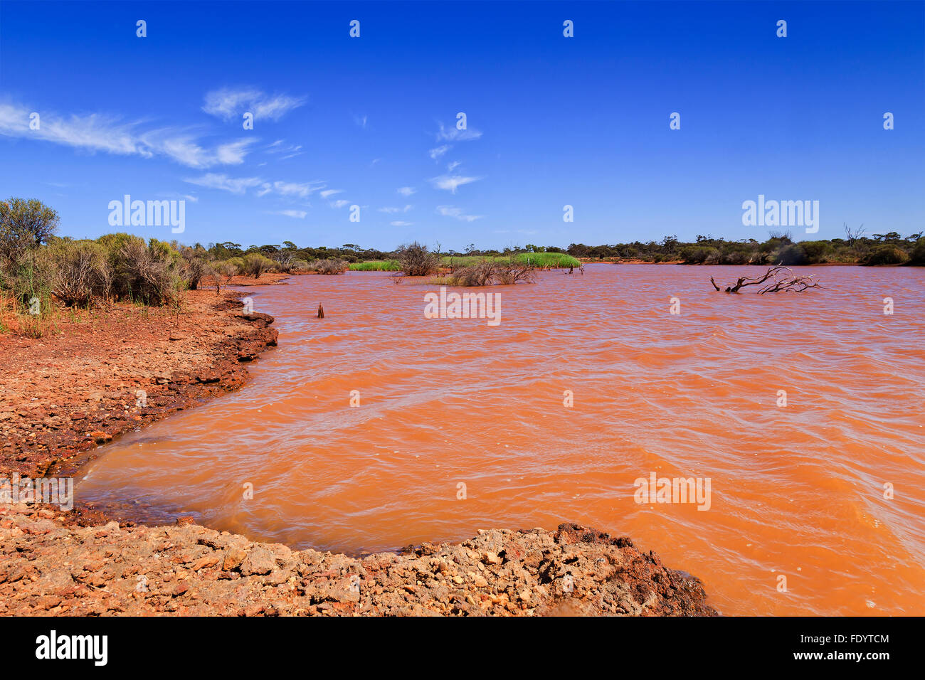 Pietra Rossa suolo formando la massa per lago Lefroy di Kambalda parco nazionale di minerali di ferro minerali ricchi di regione Kalgoorlie in Western Au Foto Stock
